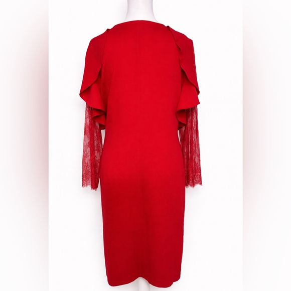 ELOQUII Red Lace Sleeve Midi Dress | Size 20 | Romantic Statement Piece - Picture 2 of 4